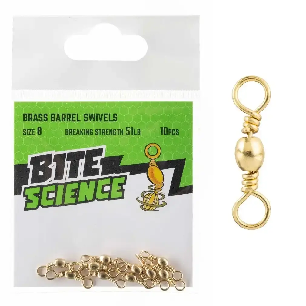 10 Pack of Bite Science Brass Barrel Fishing Swivels