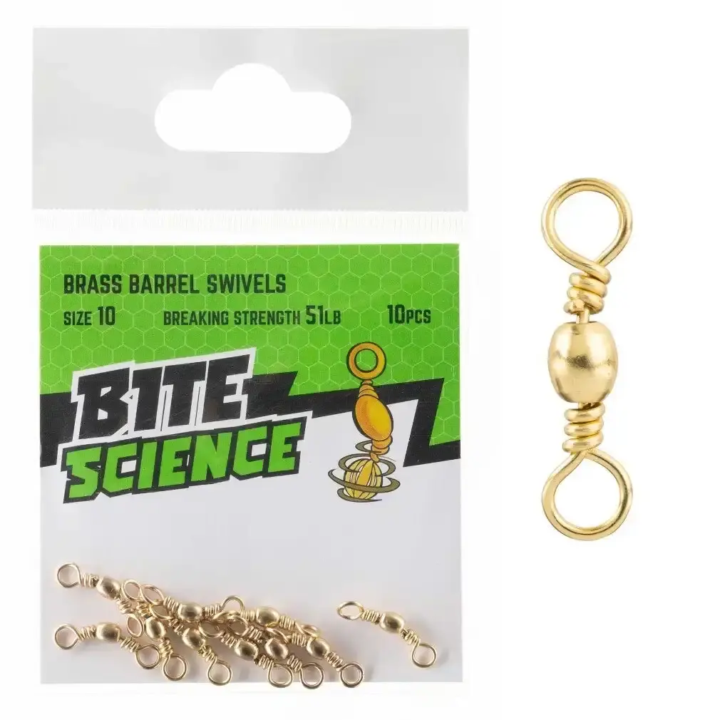 10 Pack of Bite Science Brass Barrel Fishing Swivels