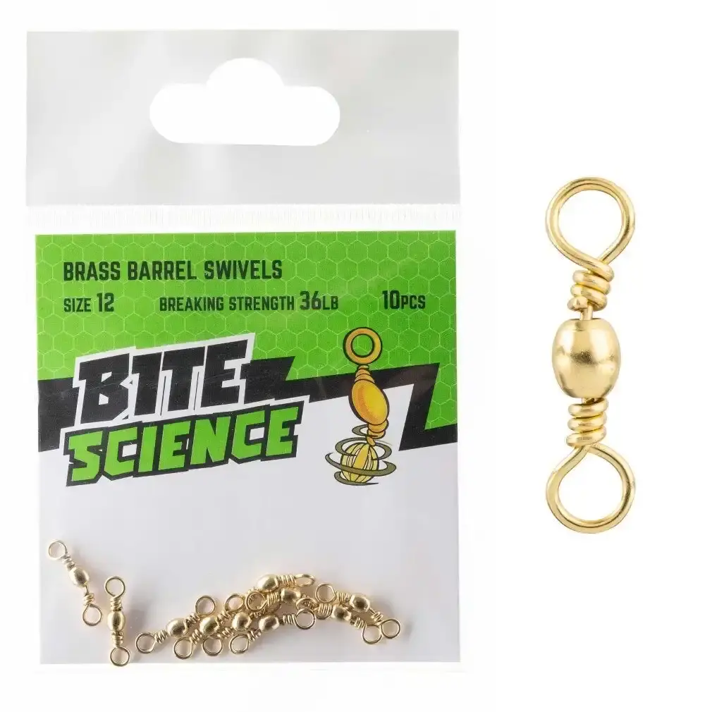 10 Pack of Bite Science Brass Barrel Fishing Swivels