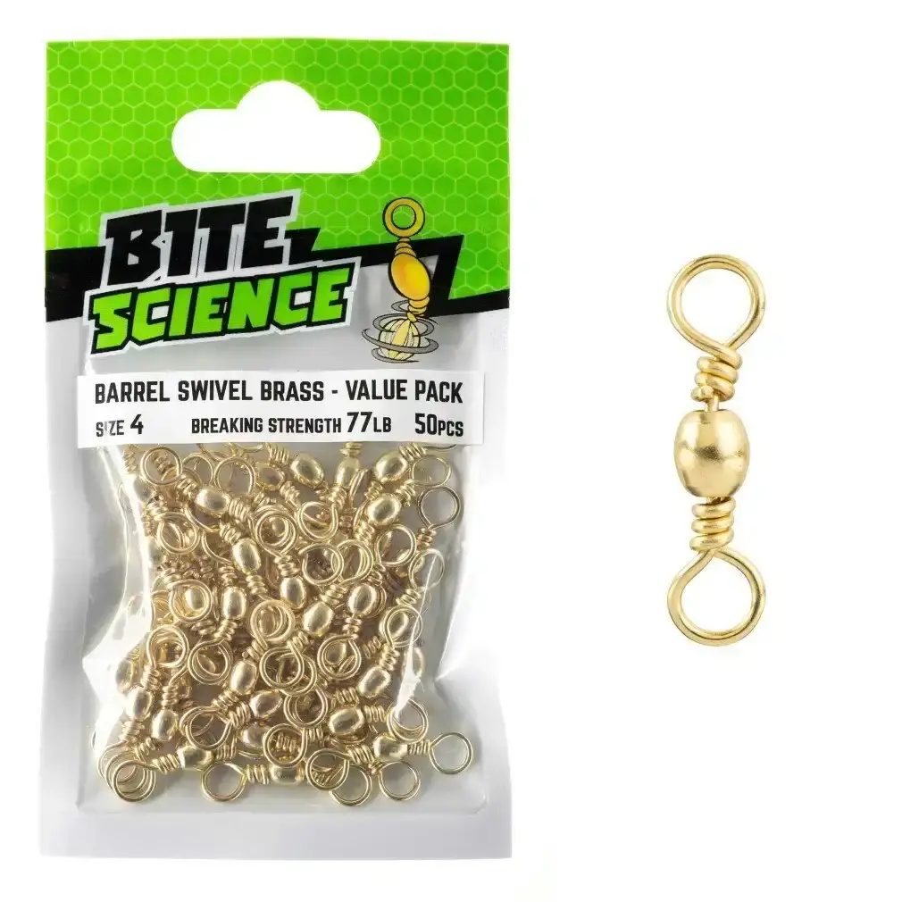 50 Pack of Bite Science Brass Barrel Fishing Swivels