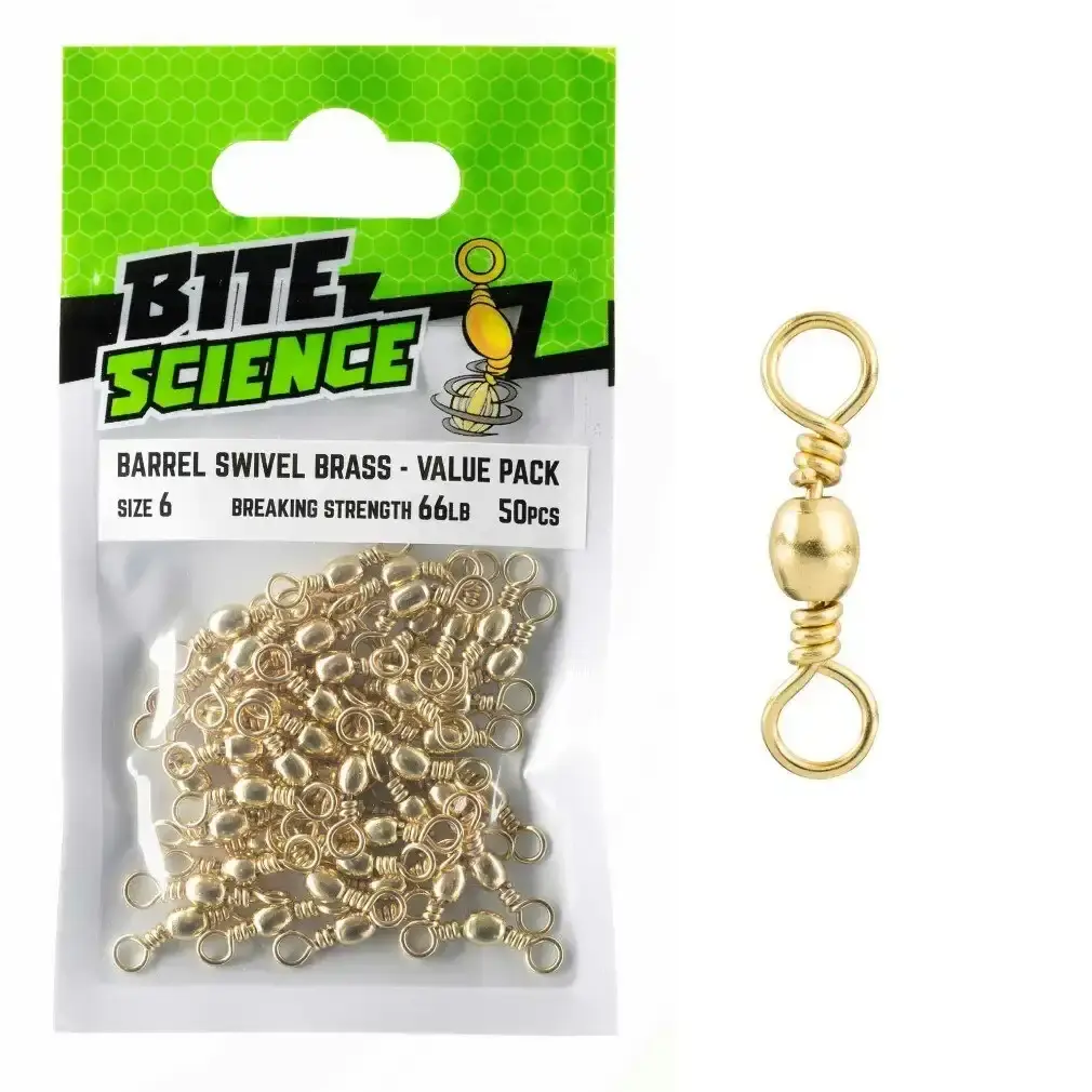 50 Pack of Bite Science Brass Barrel Fishing Swivels