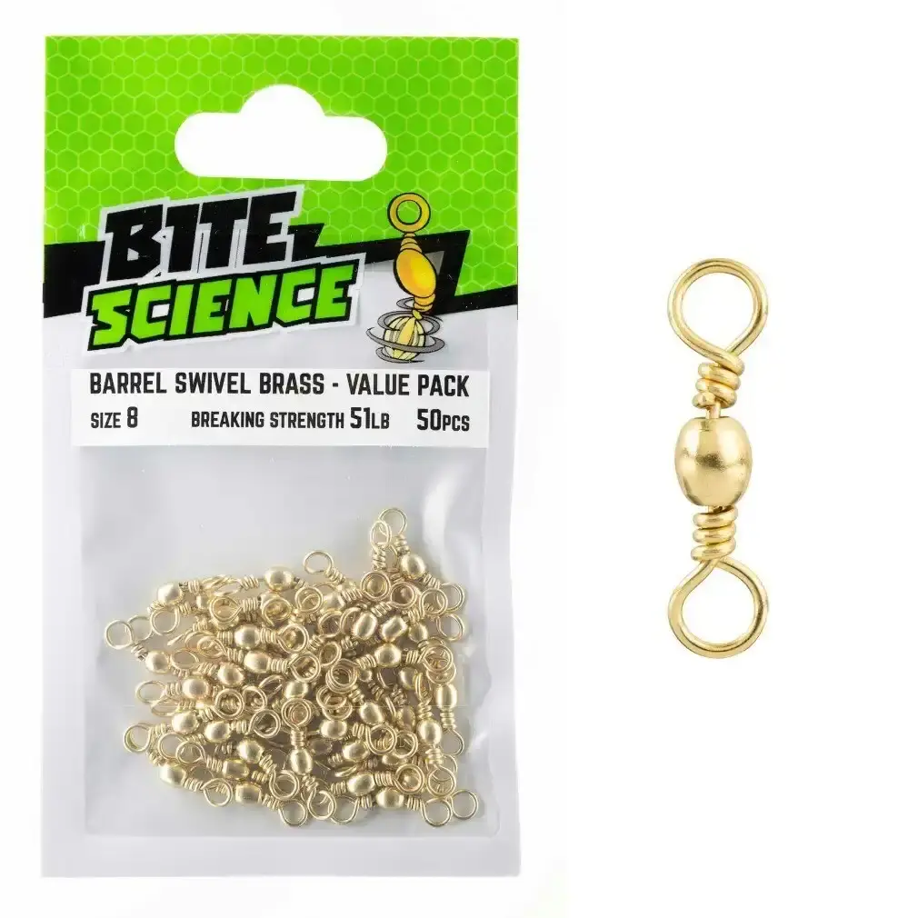 50 Pack of Bite Science Brass Barrel Fishing Swivels