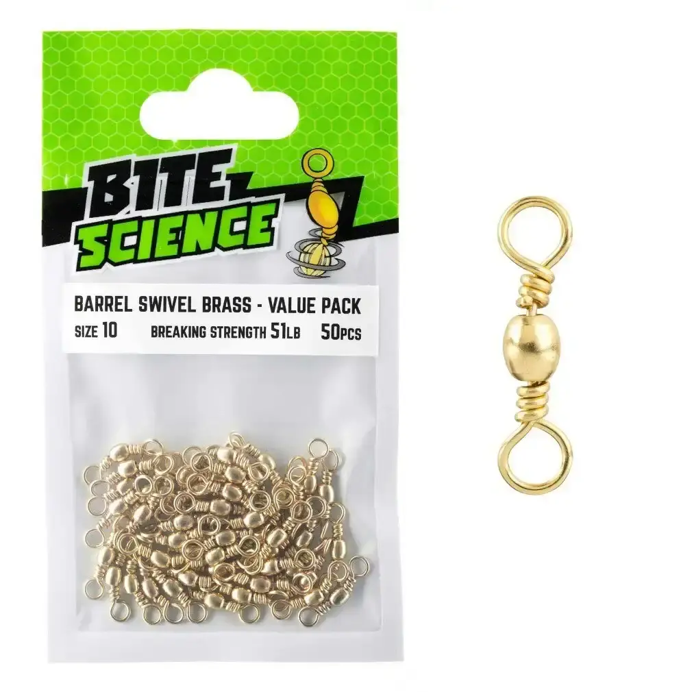 50 Pack of Bite Science Brass Barrel Fishing Swivels