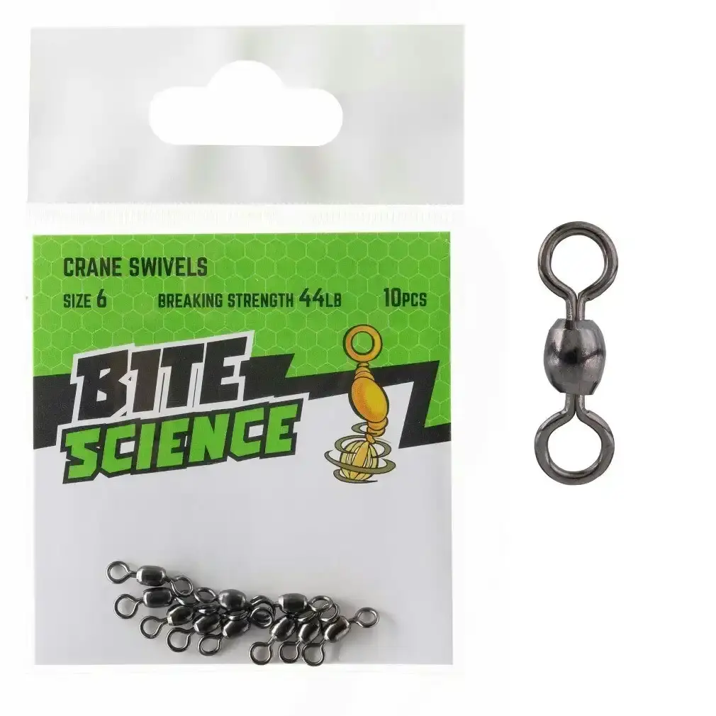 10 Pack of Bite Science Black Crane Fishing Swivels