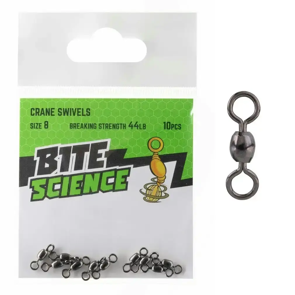 10 Pack of Bite Science Black Crane Fishing Swivels