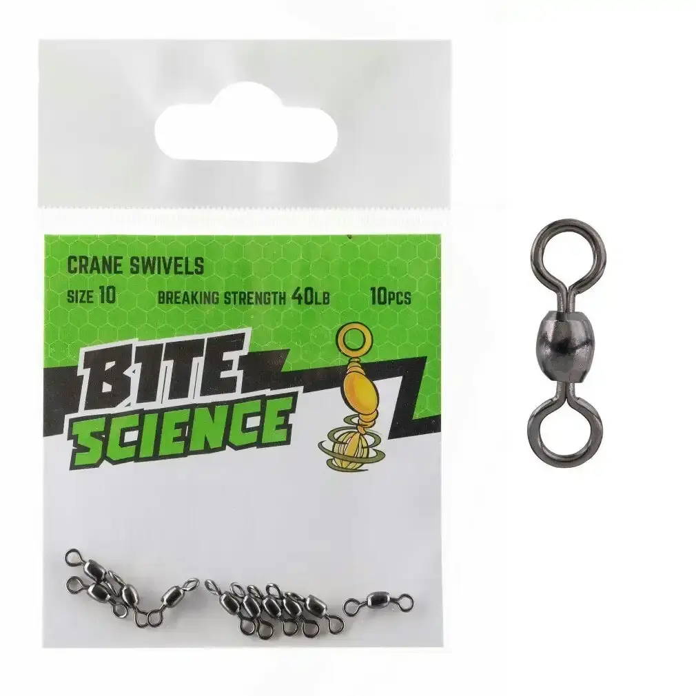 10 Pack of Bite Science Black Crane Fishing Swivels