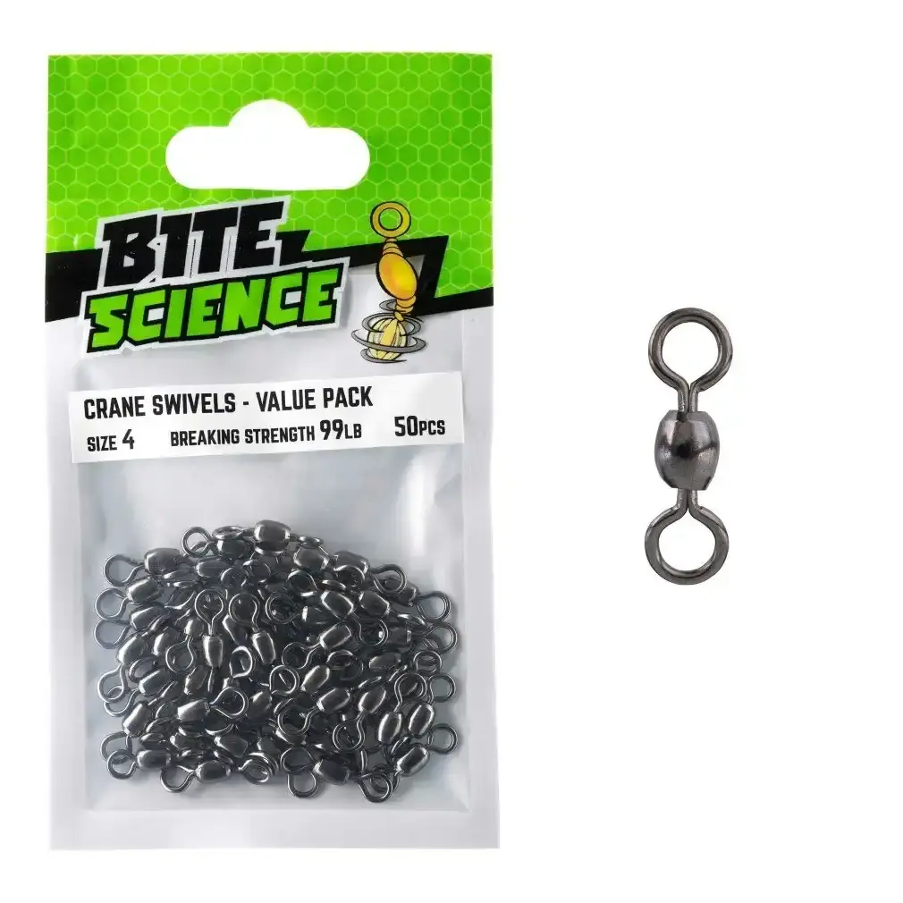 50 Pack of Bite Science Black Crane Fishing Swivels