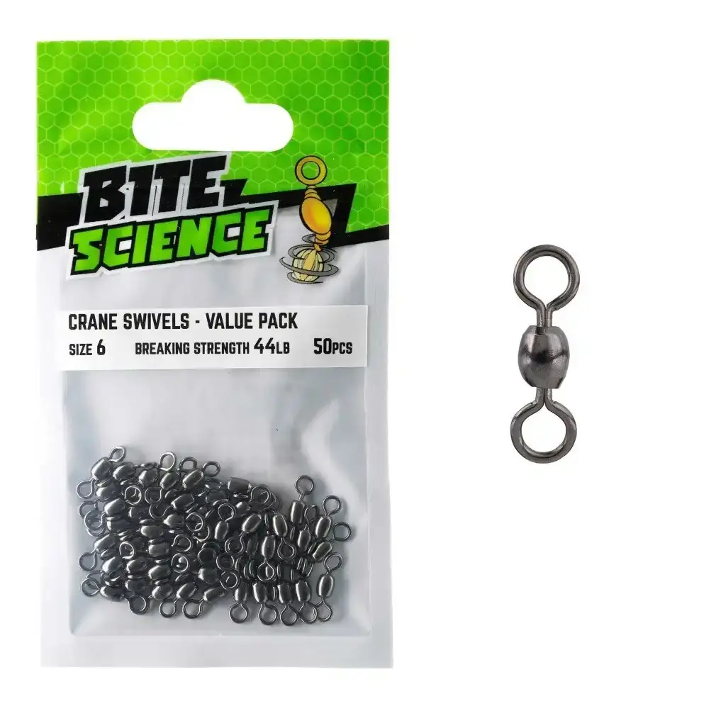 50 Pack of Bite Science Black Crane Fishing Swivels