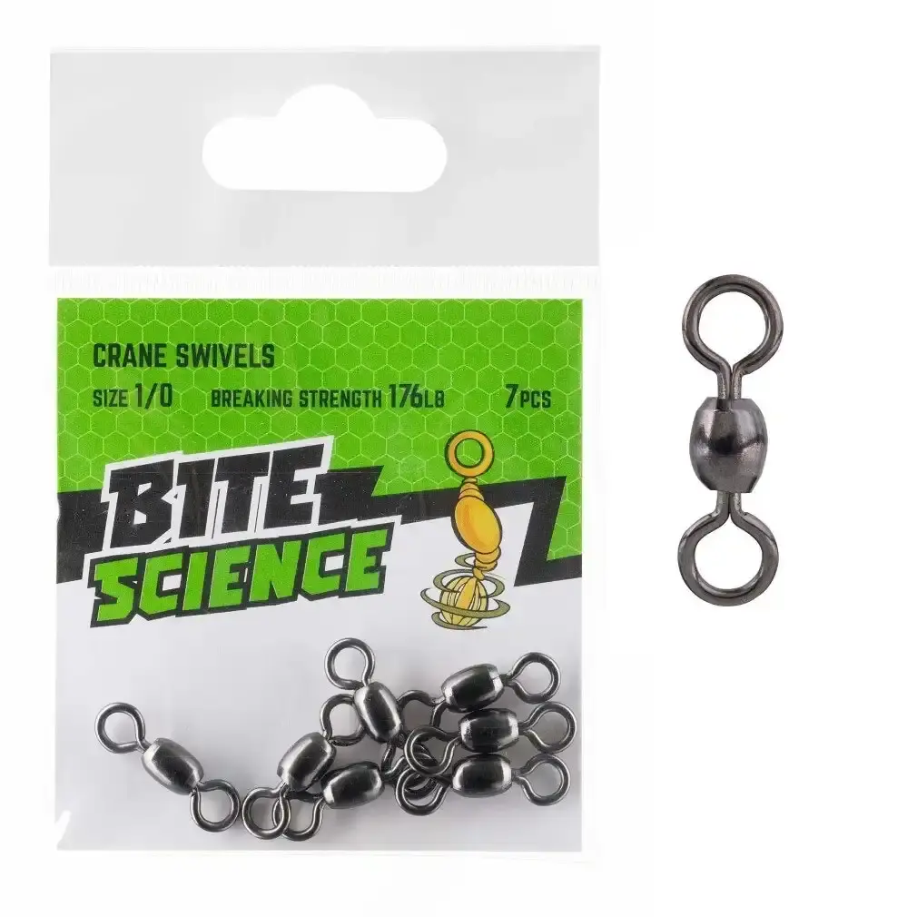 7 Pack of Bite Science Black Crane Fishing Swivels