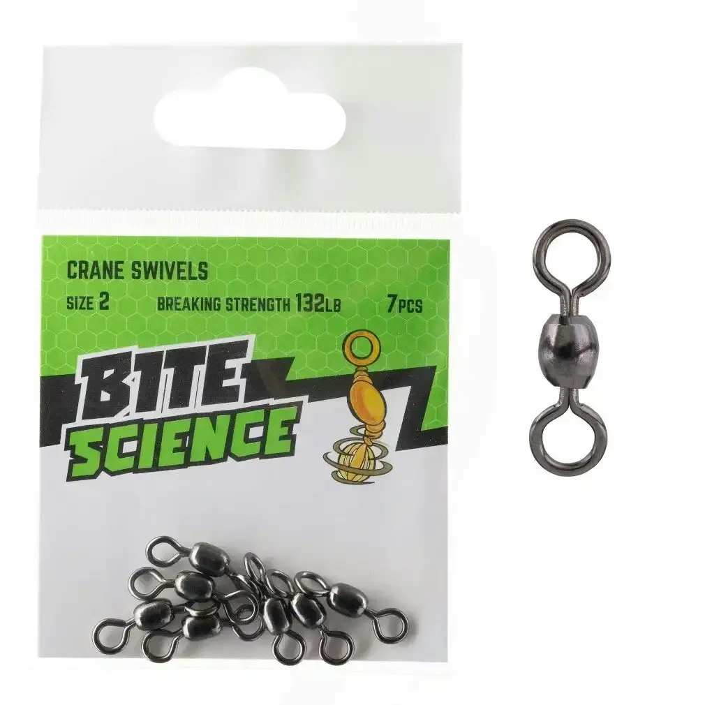 7 Pack of Bite Science Black Crane Fishing Swivels