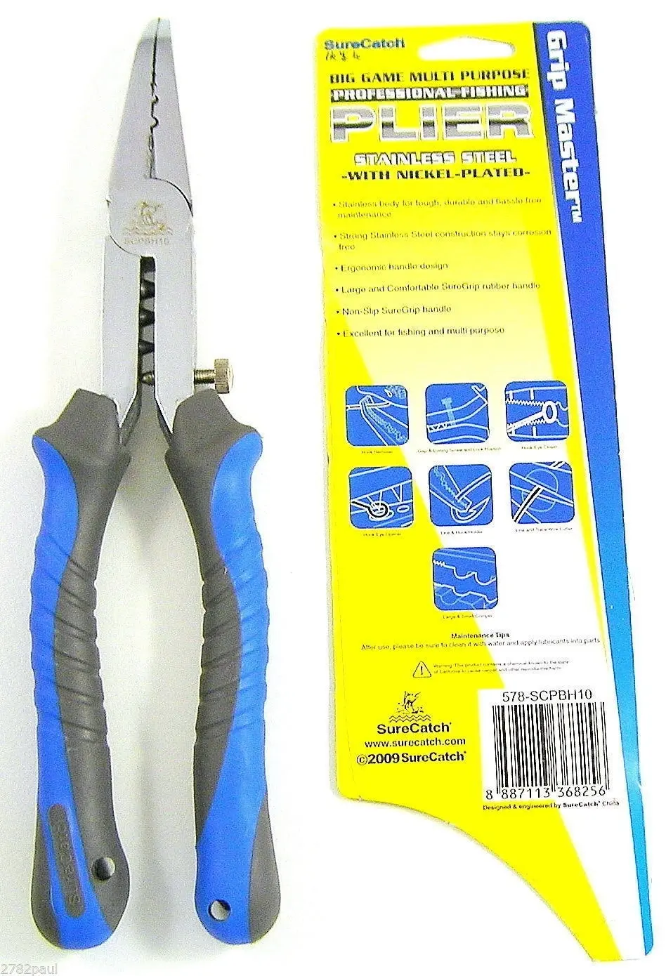 Surecatch 10 Inch Multi Purpose Ganging Fishing Pliers with Wire Cutter