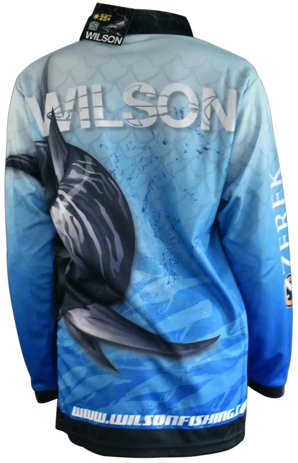 Team Wilson Kids Light Blue Tournament Long Sleeve Fishing Shirt with Collar