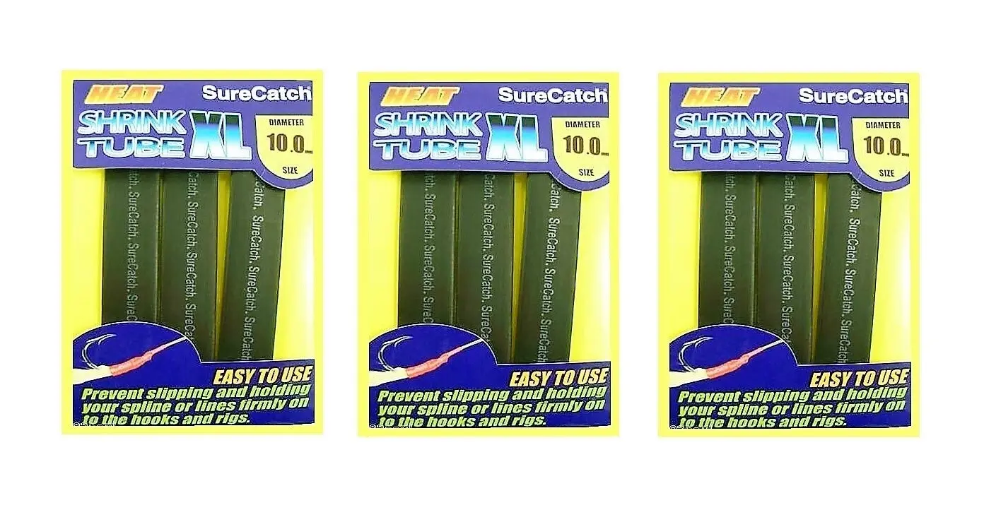 3 Packets of Black Surecatch Fishing Heat Shrink Tube - Wire Cable Sleeve Tubing