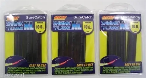 3 Packets of Black Surecatch Fishing Heat Shrink Tube - Wire Cable Sleeve Tubing