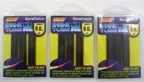 3 Packets of Black Surecatch Fishing Heat Shrink Tube - Wire Cable Sleeve Tubing