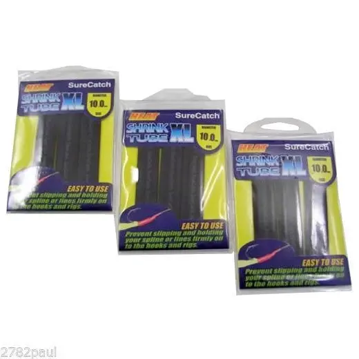 3 Packets of Black Surecatch Fishing Heat Shrink Tube - Wire Cable Sleeve Tubing