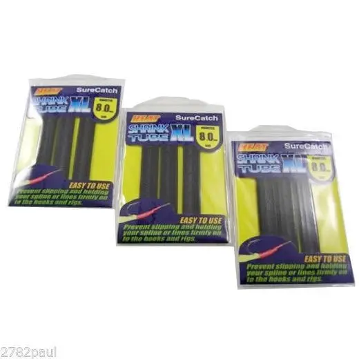 3 Packets of Black Surecatch Fishing Heat Shrink Tube - Wire Cable Sleeve Tubing