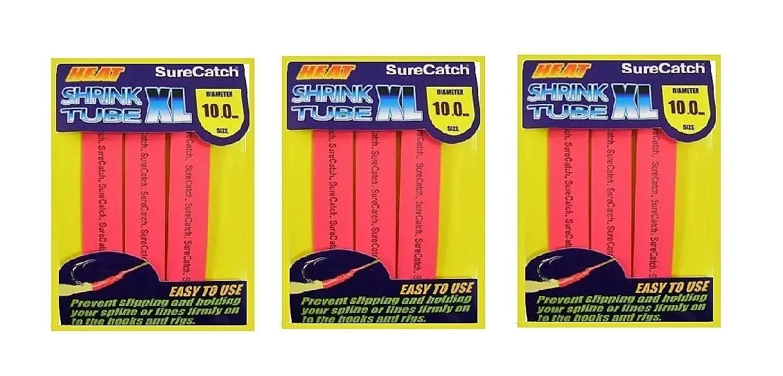 3 Packets of Surecatch Fishing Heat Shrink Tube - Red