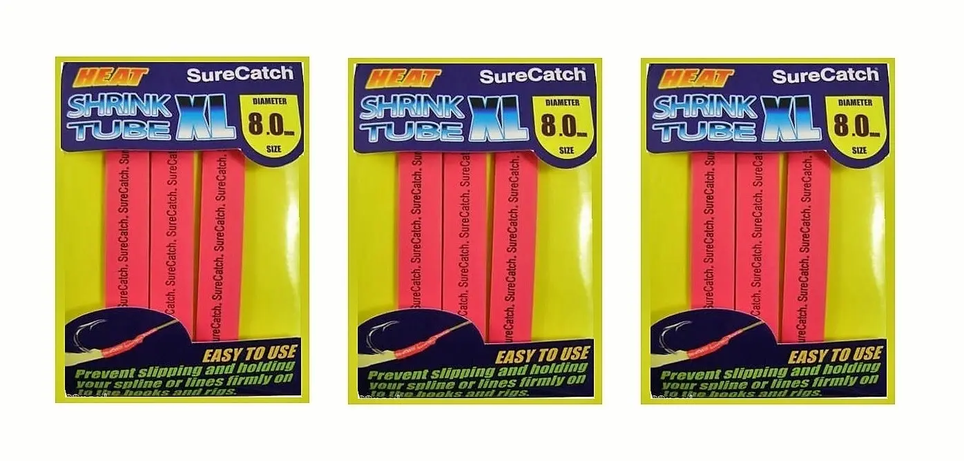 3 Packets of Surecatch Fishing Heat Shrink Tube - Red