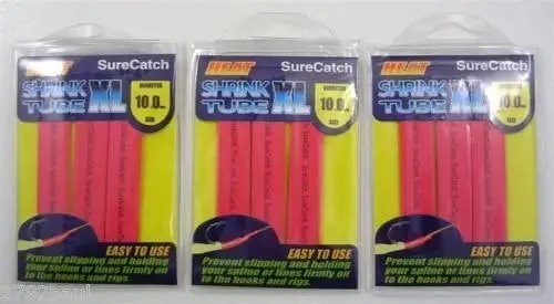 3 Packets of Surecatch Fishing Heat Shrink Tube - Red