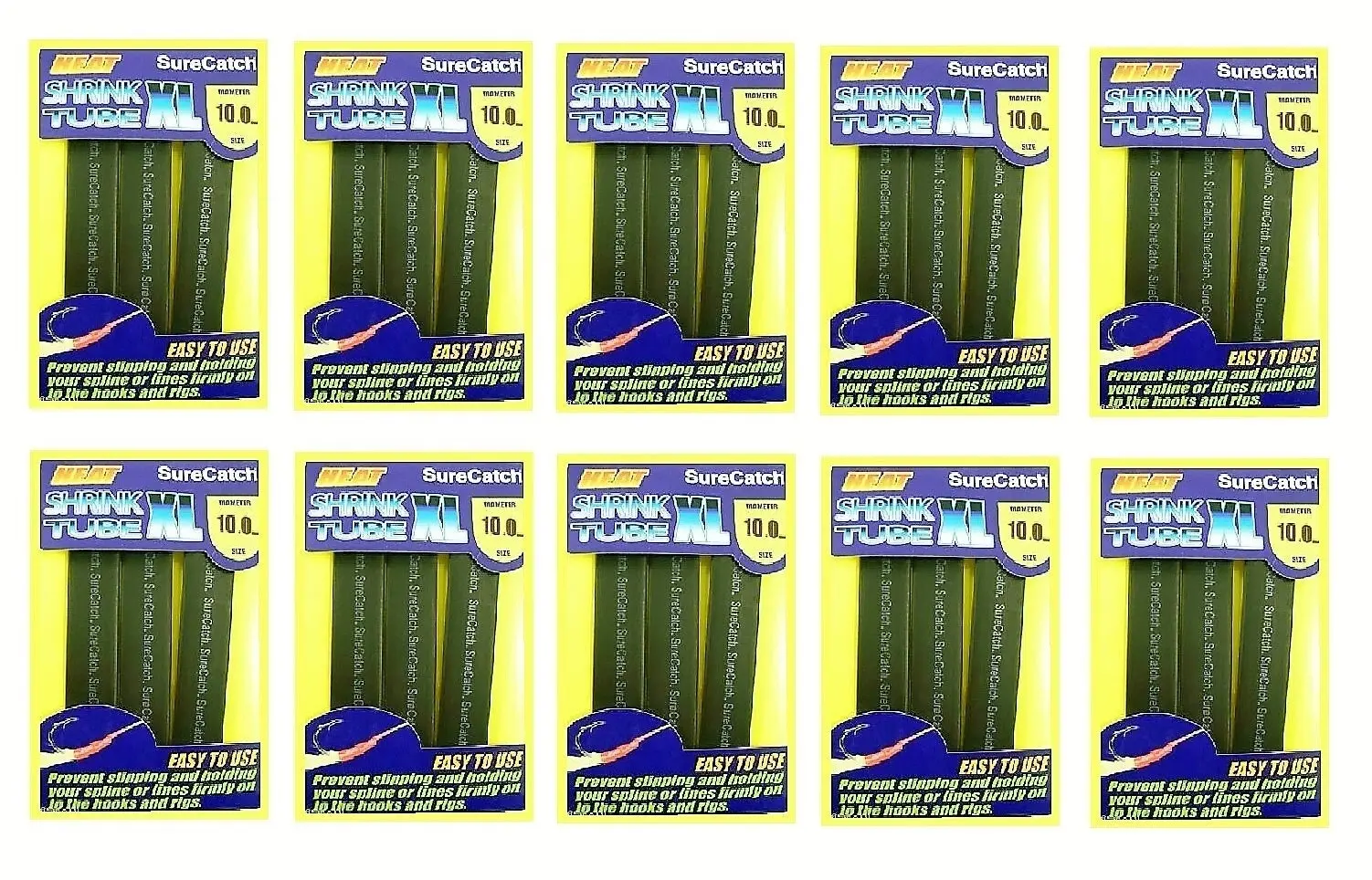 10 Packets of Black Surecatch Fishing Heat Shrink Tube -Wire Cable Sleeve Tubing