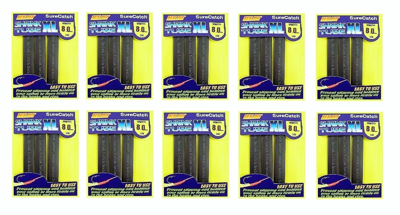 10 Packets of Black Surecatch Fishing Heat Shrink Tube -Wire Cable Sleeve Tubing