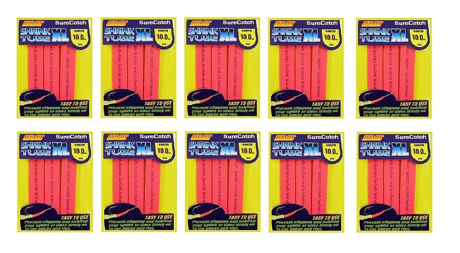 10 Packets of Red Surecatch Fishing Heat Shrink Tube - Wire Cable Sleeve Tubing