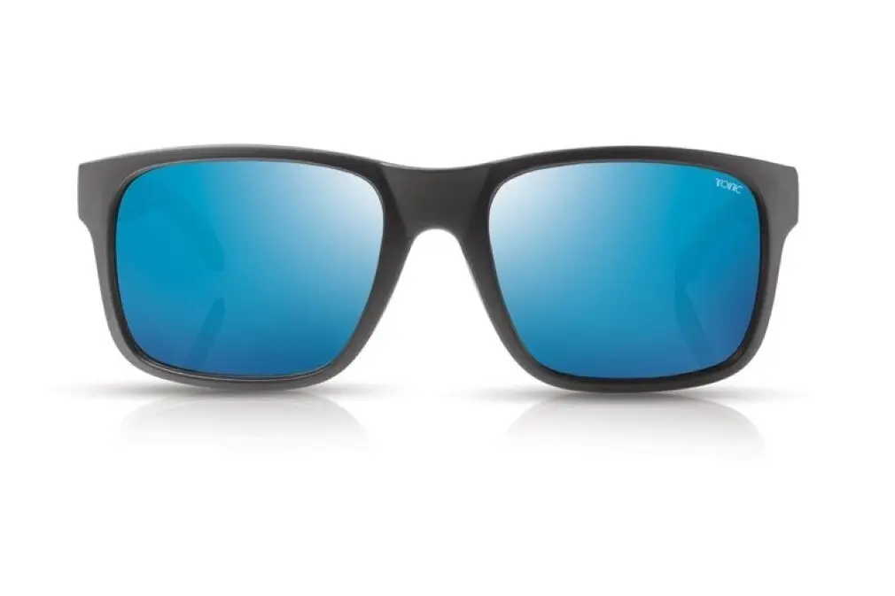 Tonic Mo Polarised Sunglasses with Glass Blue Mirror Lens and Matte Black Frame