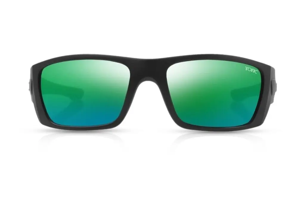 Tonic Youranium Polarised Sunglasses with Glass Green Mirror Lens & Black Frame