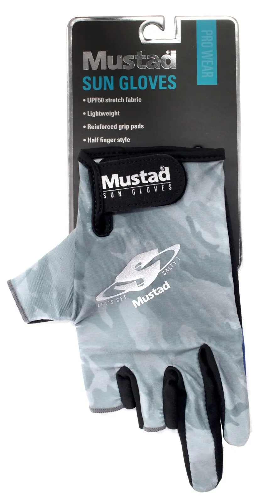 1 Pair of Mustad Sun Gloves - Lightweight UPF50 Fishing Gloves