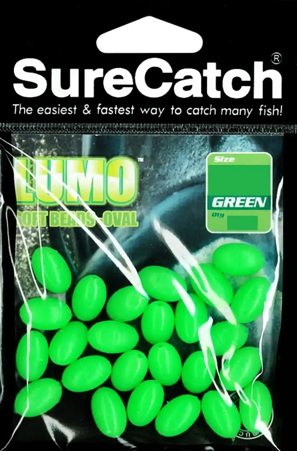 Surecatch Soft Oval Lumo Beads - Green Luminous Fishing Beads