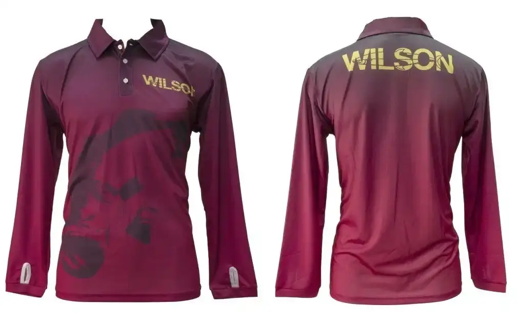 Wilson Maroon Barra Tournament Long Sleeve Fishing Shirt with Collar-Fishing Jersey