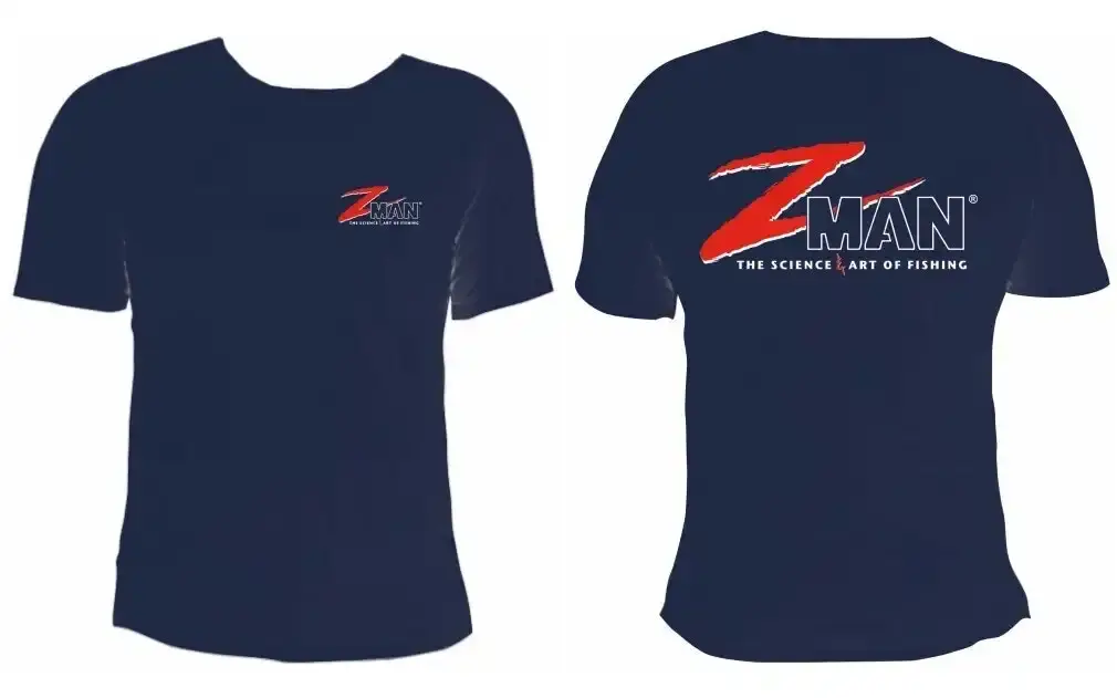 Navy Blue Zman Logo Tee Shirt - 100% Cotton Short Sleeve Fishing Shirt