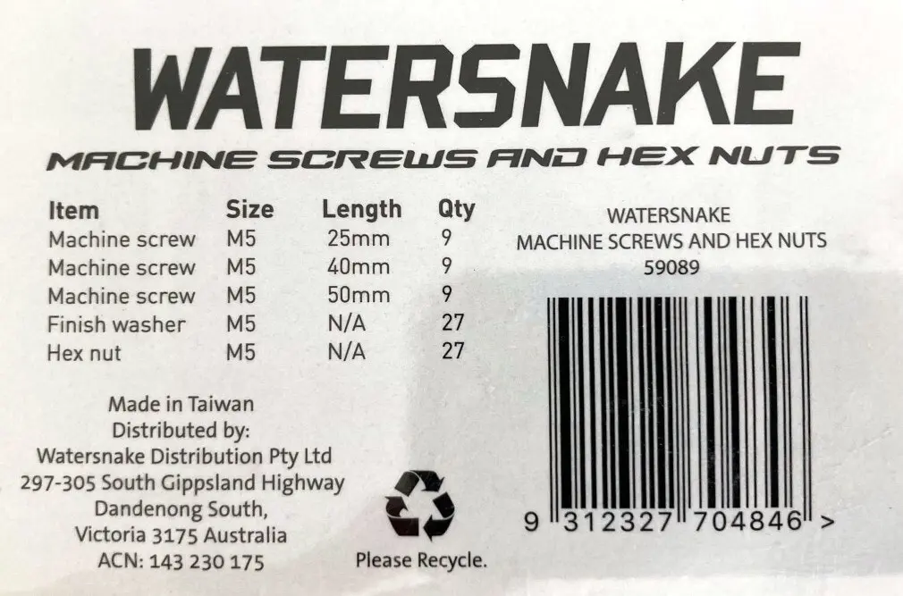 81 Piece Watersnake Assorted Stainless Steel Machine Screws and Hex Nuts in Case