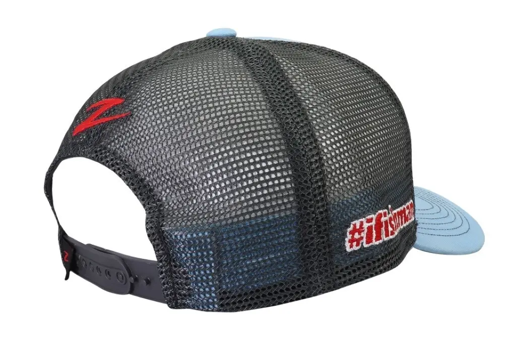 Zman Light Blue/Charcoal Premium Trucker Cap - Fishing Hat with Snap Closure