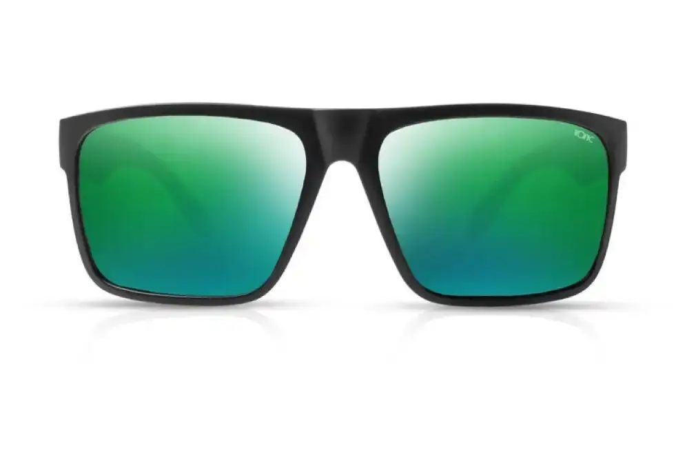 Tonic Outback Polarised Sunglasses with Glass Green Mirror Lens and Black Frame