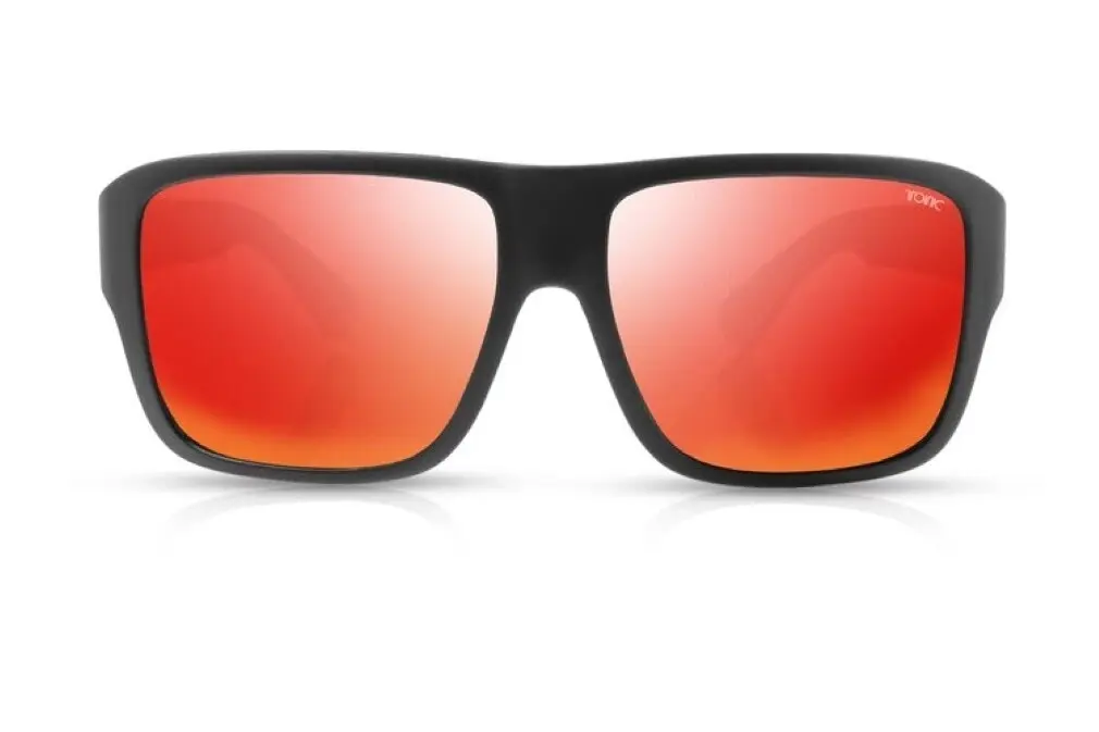 Tonic Swish Polarised Sunglasses with Glass Red Mirror Lens & Black Frame