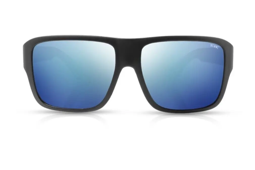 Tonic Swish Polarised Sunglasses with Glass Blue Mirror Lens & Black Frame