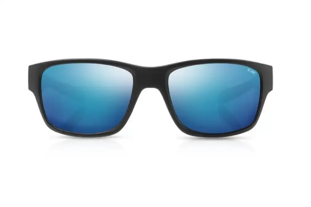 Tonic Tango Polarised Sunglasses with Glass Blue Mirror Lens and Black Frame