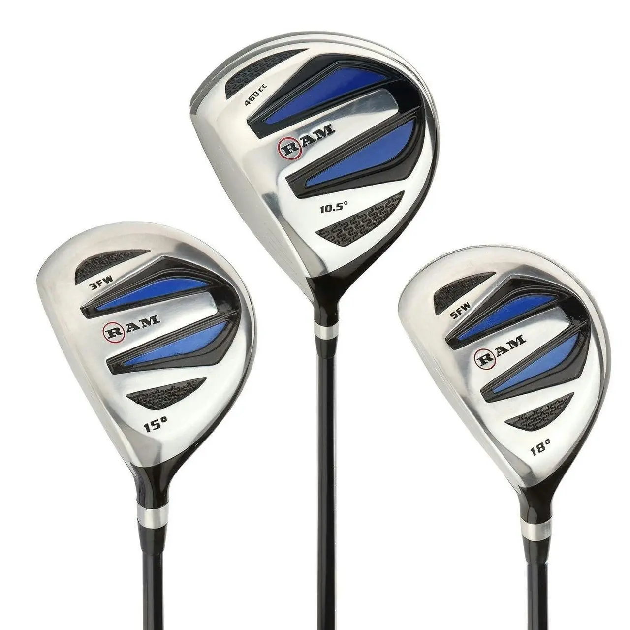 RAM Golf EZ3 Wood Set - Graphite Driver, 3 & 5 Wood Lefty - w/ Headcovers, Mens Left Hand