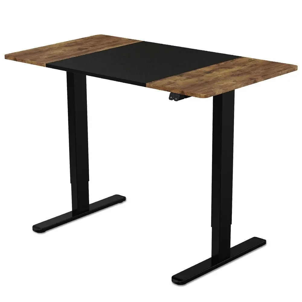 Fortia Sit To Stand Up Standing Desk, 120x60cm, 72-118cm Electric Height Adjustable, 70kg Rated, Oak Style/Black Frame