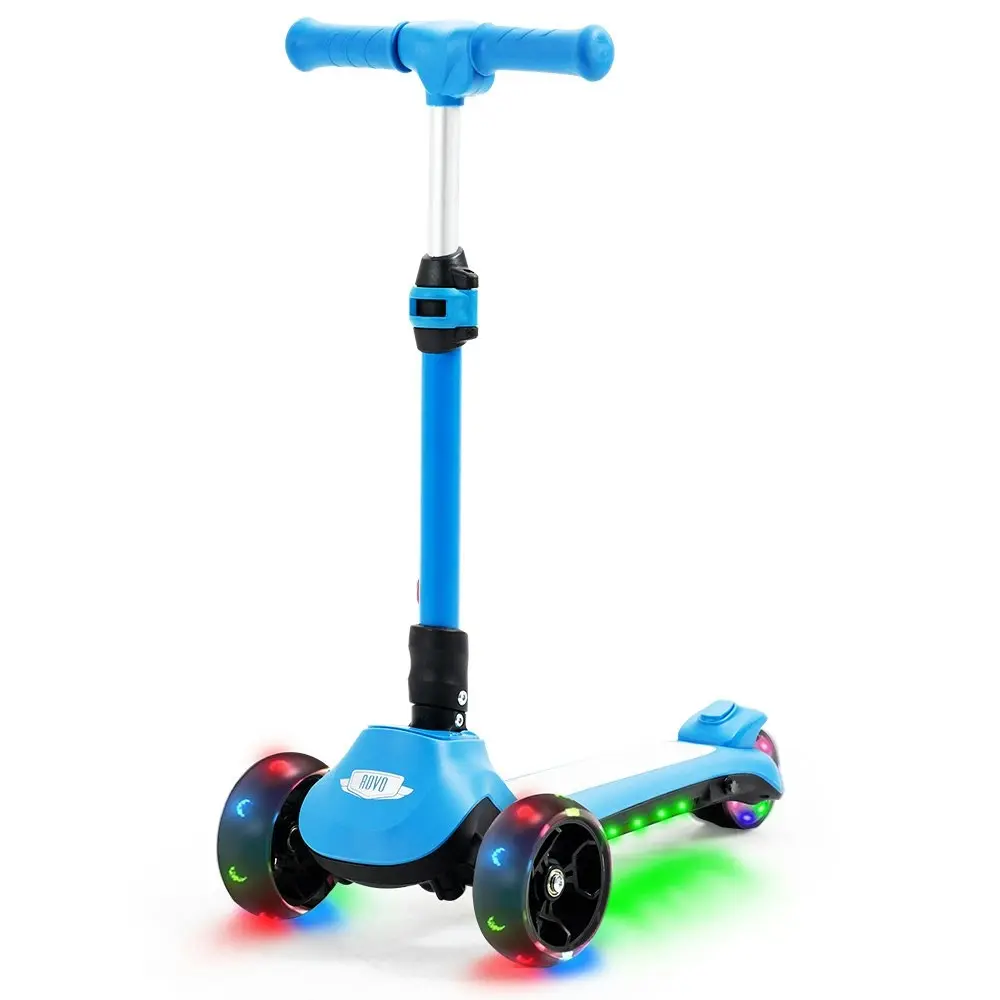 Rovo Kids 3-Wheel Electric Scooter, Ages 3-8, Adjustable Height, Folding, Lithium Battery, Blue