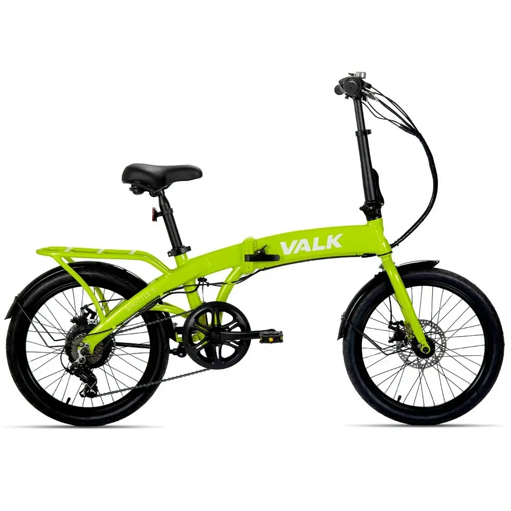 Valk Shuttle 5 Electric Folding Bike, Gen II, 20 Inch Tyres, Shimano 7-Speed, Lime Green