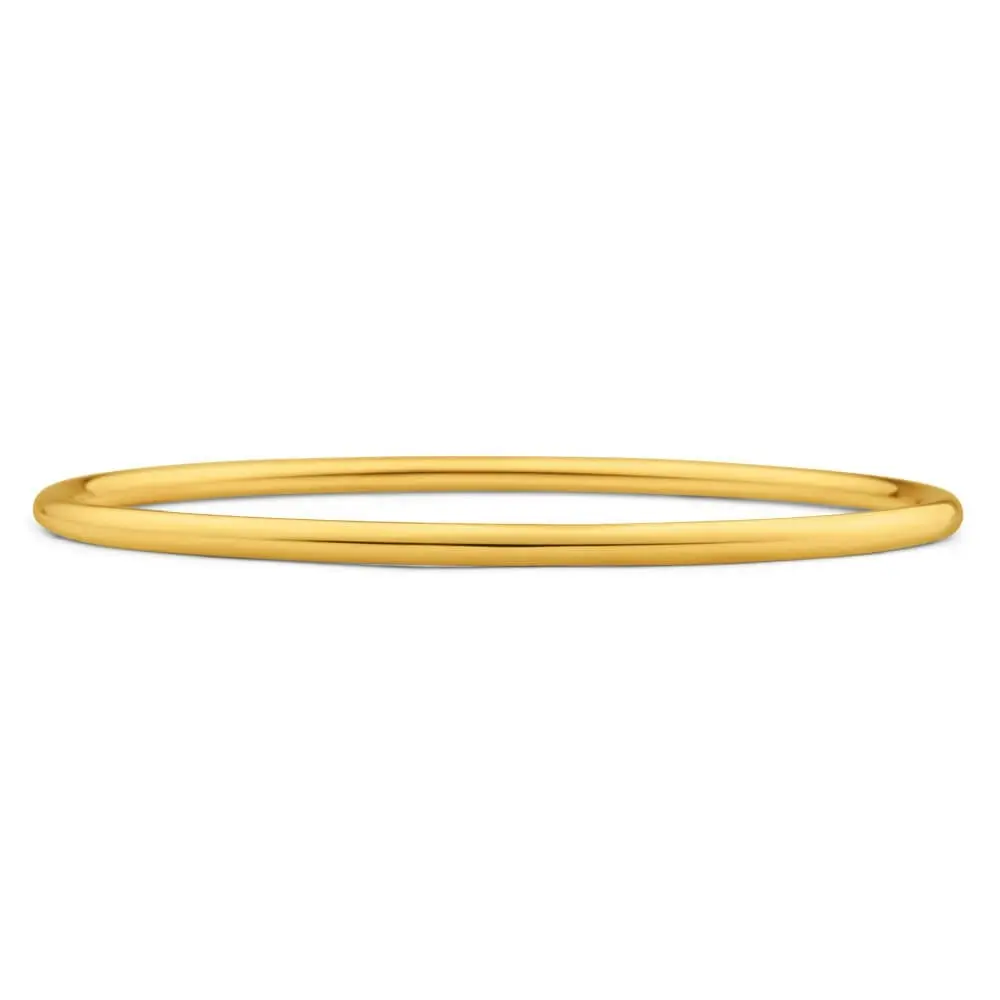 9ct Gold Silver Filled 65mm Bangle Yellow 3mm Thick