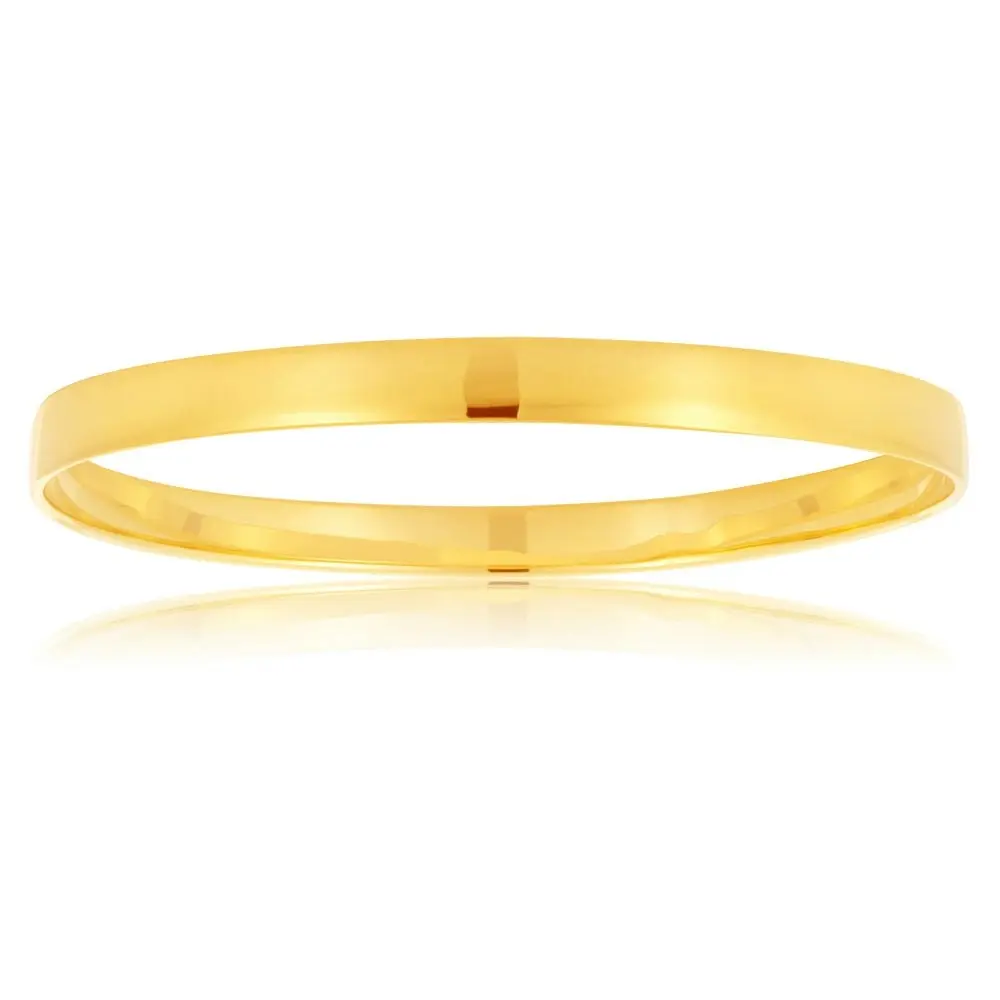 9ct Yellow Gold 6mm wide Solid Bangle