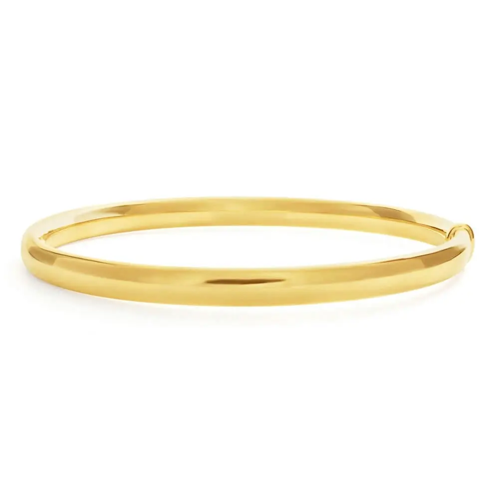 9ct Yellow Gold Silver Filled 6mm x 70mm Bangle