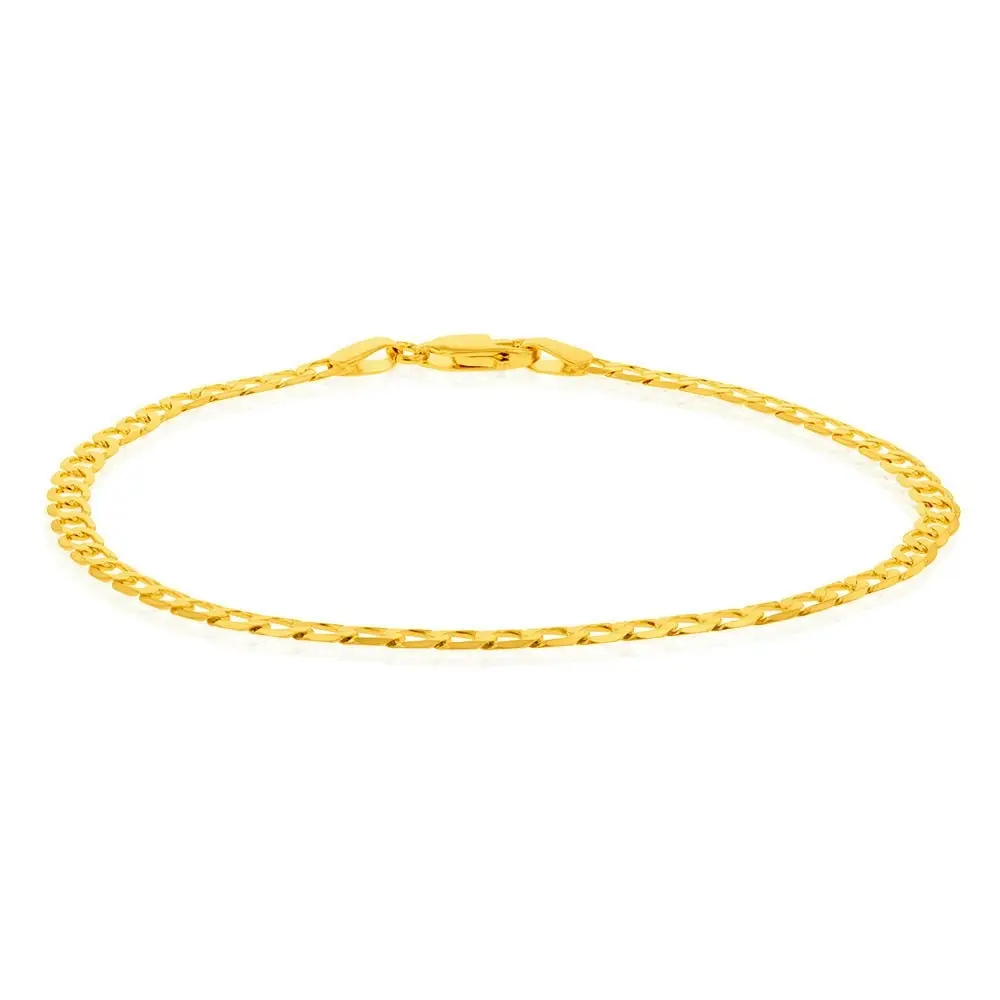 9ct Yellow Gold Superflat Light 80 Gauge Curb 19cm Bracelet