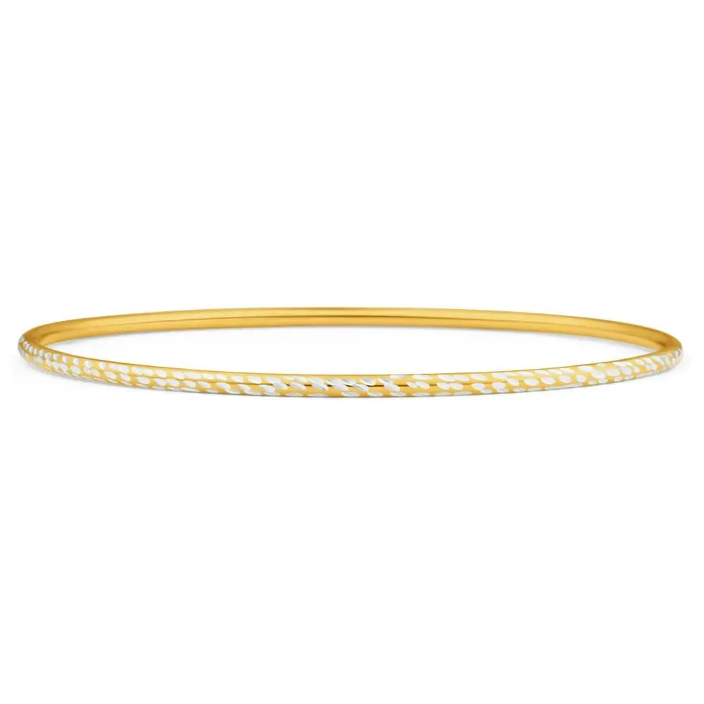 9ct Yellow Gold Silver Filled 2mm By 65mm Bangle