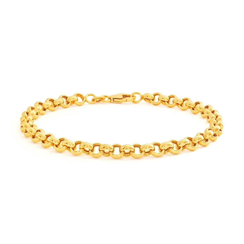 9ct Superb Yellow Gold Silver Filled Belcher Bracelet