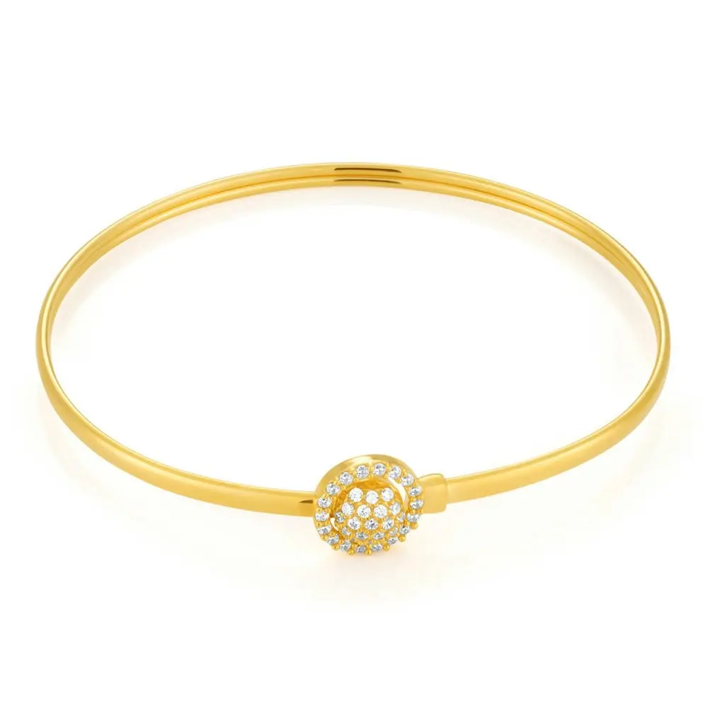 9ct Gold Silver Filled Cubic Zirconia Sun-Flower Power 2 way Oval 50x60mm Bangle